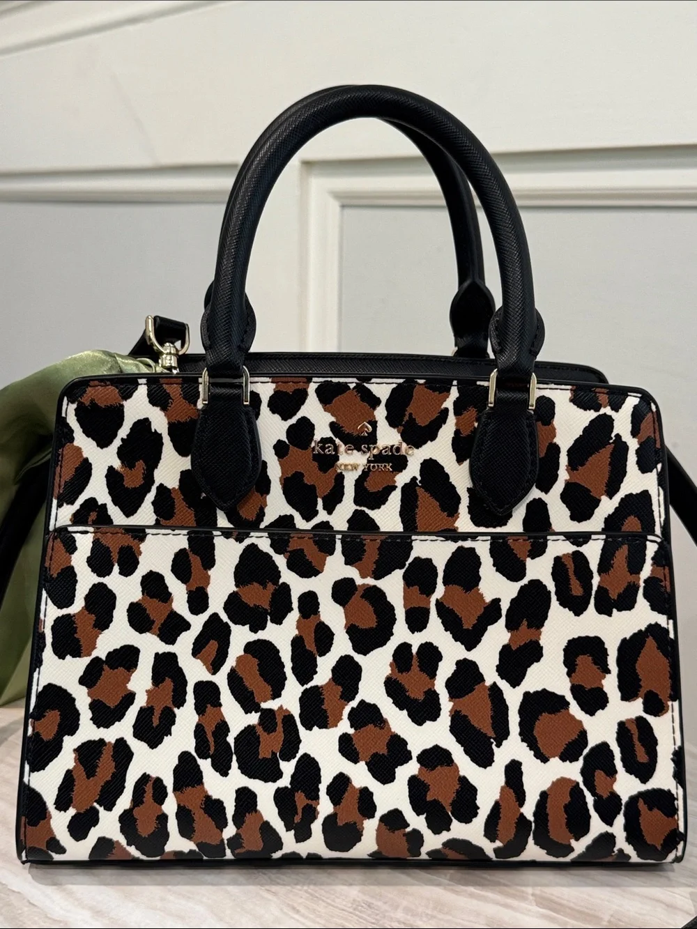 kate spade Bag Small Madison Spotted Animal Black & Brown Leopard Print Satchel